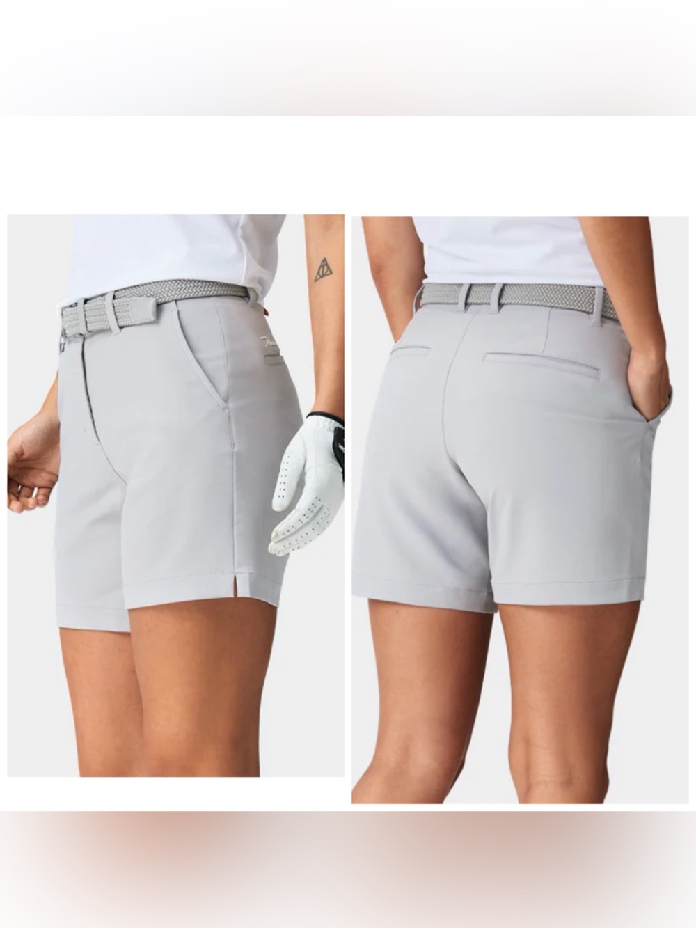 Macade Flex Womens Shorts 42 XL Gray Slim Fit Chino Performance Golf 5” Inseam